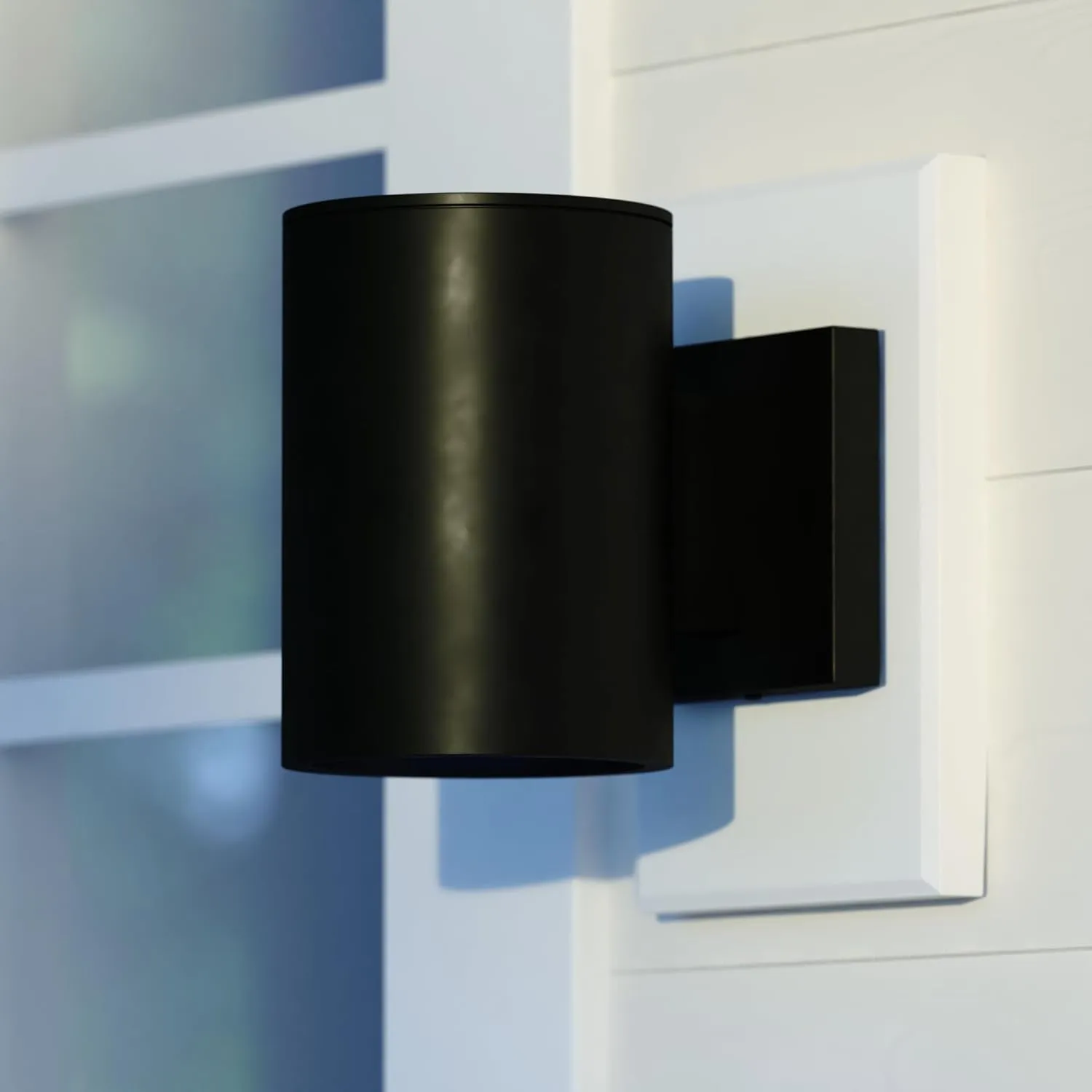 VAXCEL Chiasso Modern Outdoor Porch Light, 5" W x 7.25" H Black Cylinder Wall Sconce, Waterproof Dark Sky Wall Light for Porch, Patio, Deck, or Front Door