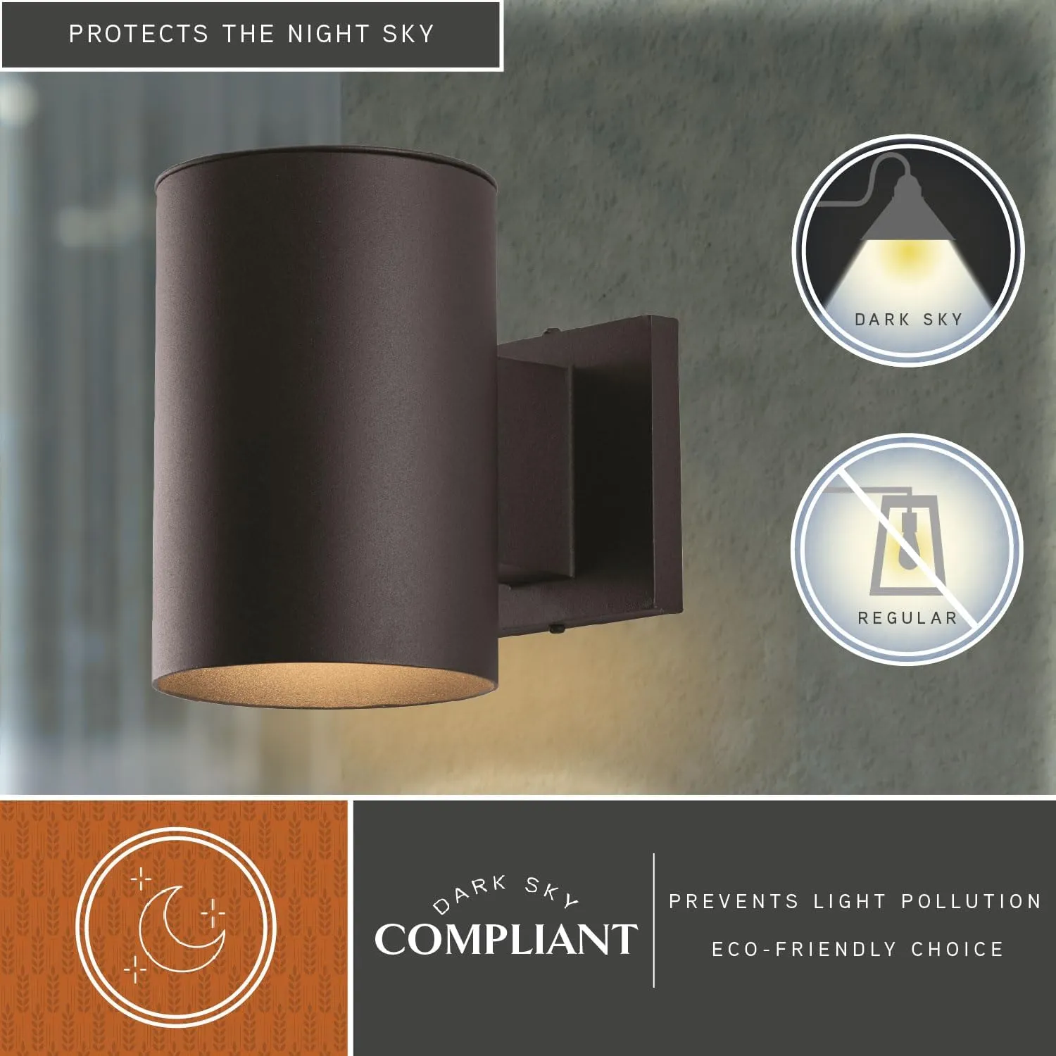 VAXCEL Chiasso Modern Outdoor Porch Light, 5" W x 7.25" H Black Cylinder Wall Sconce, Waterproof Dark Sky Wall Light for Porch, Patio, Deck, or Front Door