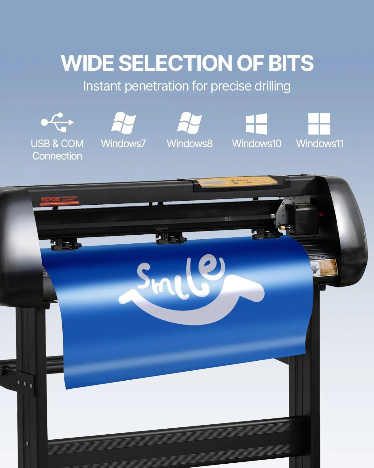 VEVOR Vinyl Cutter Machine, Upgraded 28 Inch Paper Feed Cutting Plotter Bundle, Adjustable Force & Speed Vinyl Printer with Powerful Stepper Motors, Signmaster Software Compatible with Windows System