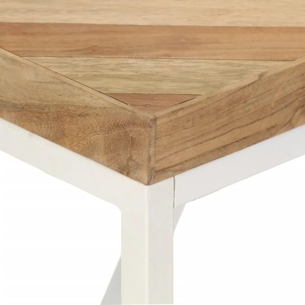 vidaXL Dining Table with Chevron Design - 47.2"x23.6"x29.9", Handcrafted from Solid Acacia and Mango Wood, Industrial Style, Assembly Required