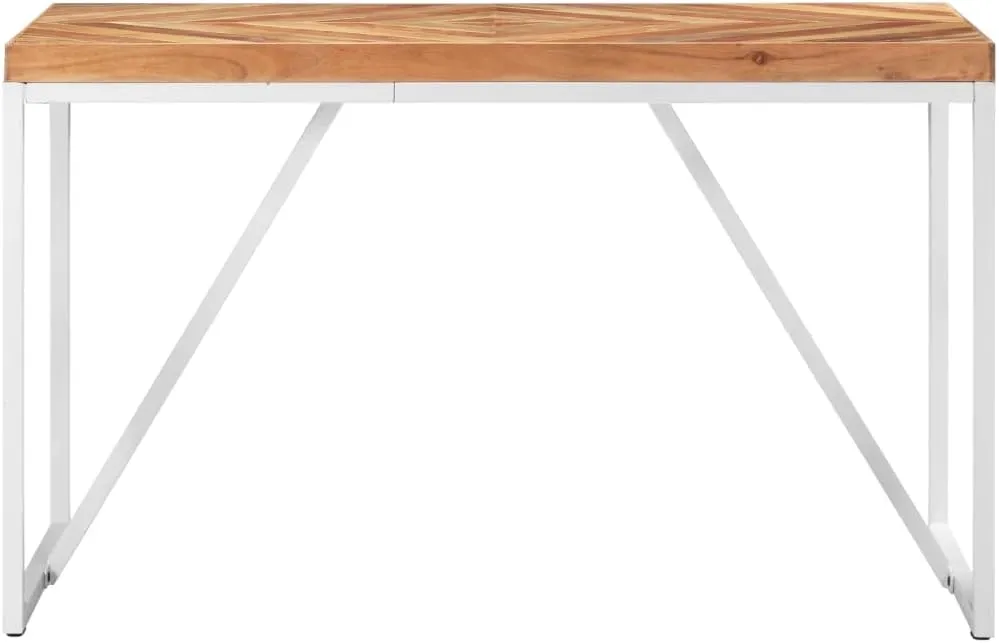vidaXL Dining Table with Chevron Design - 47.2"x23.6"x29.9", Handcrafted from Solid Acacia and Mango Wood, Industrial Style, Assembly Required