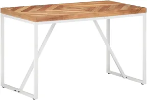vidaXL Dining Table with Chevron Design - 47.2"x23.6"x29.9", Handcrafted from Solid Acacia and Mango Wood, Industrial Style, Assembly Required