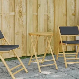 vidaXL Garden Table Natural Bamboo Medium Foldable Garden Table Round