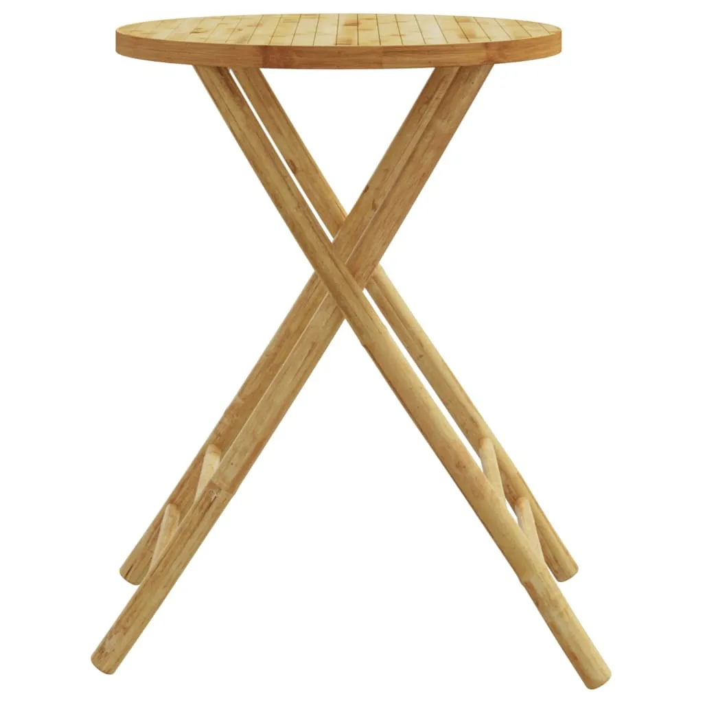 vidaXL Garden Table Natural Bamboo Medium Foldable Garden Table Round