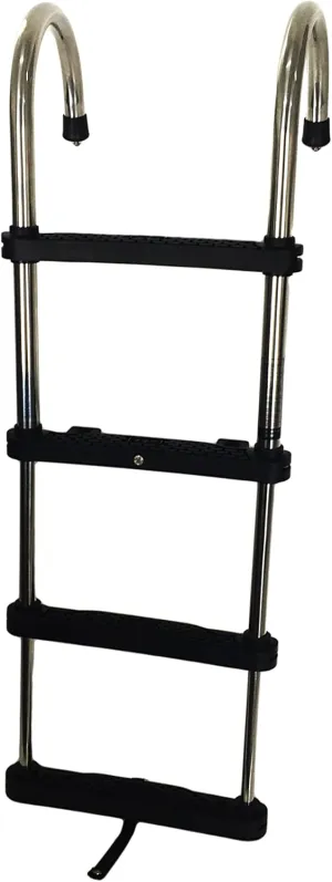 Vinland Marine 304 Stainless Steel 4-Step Removable Gunwale Hook Ladder, Pontoon Boat Folding Ladder, Telescoping, Detachable (with Brackets)
