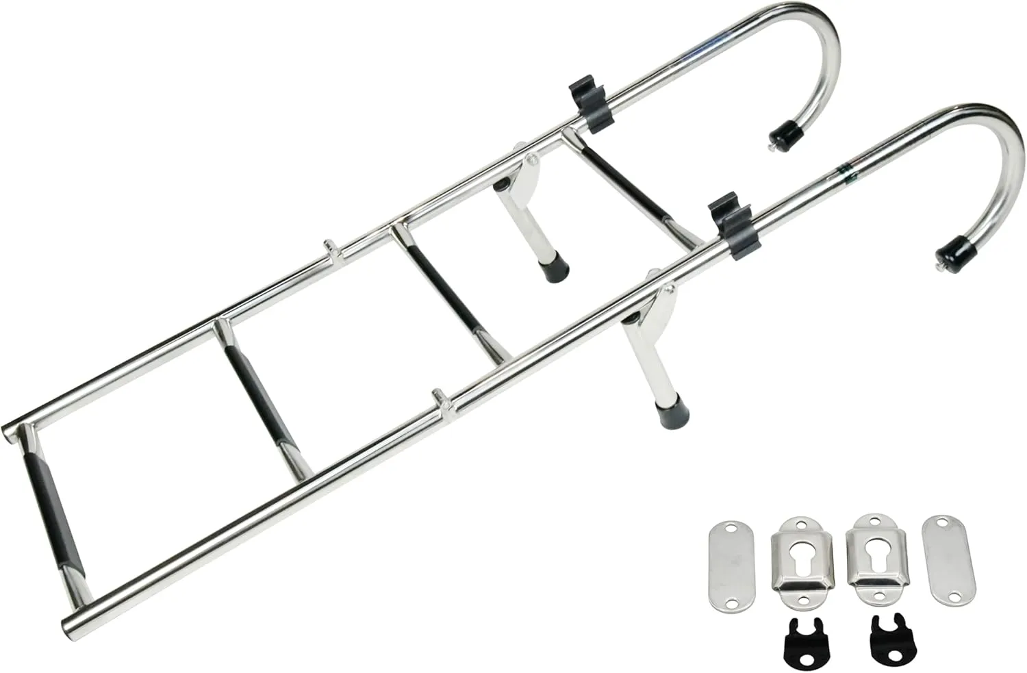 Vinland Marine Gunwale Removable Folding Boat Ladder, 4 & 5 Step, 304 Stainless Steel, with Mounting Brackets, Compact Fold, Fishing Pontoon, Hook Ladder for Boat Transom