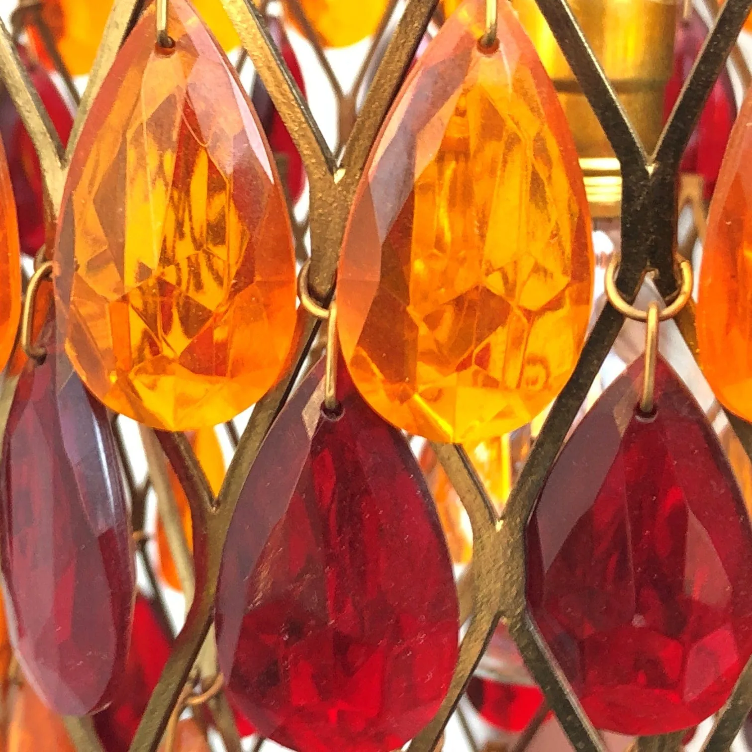 Vintage Mod Orange Red Hanging Chandelier, 1960s Swag Lamp, Two Available