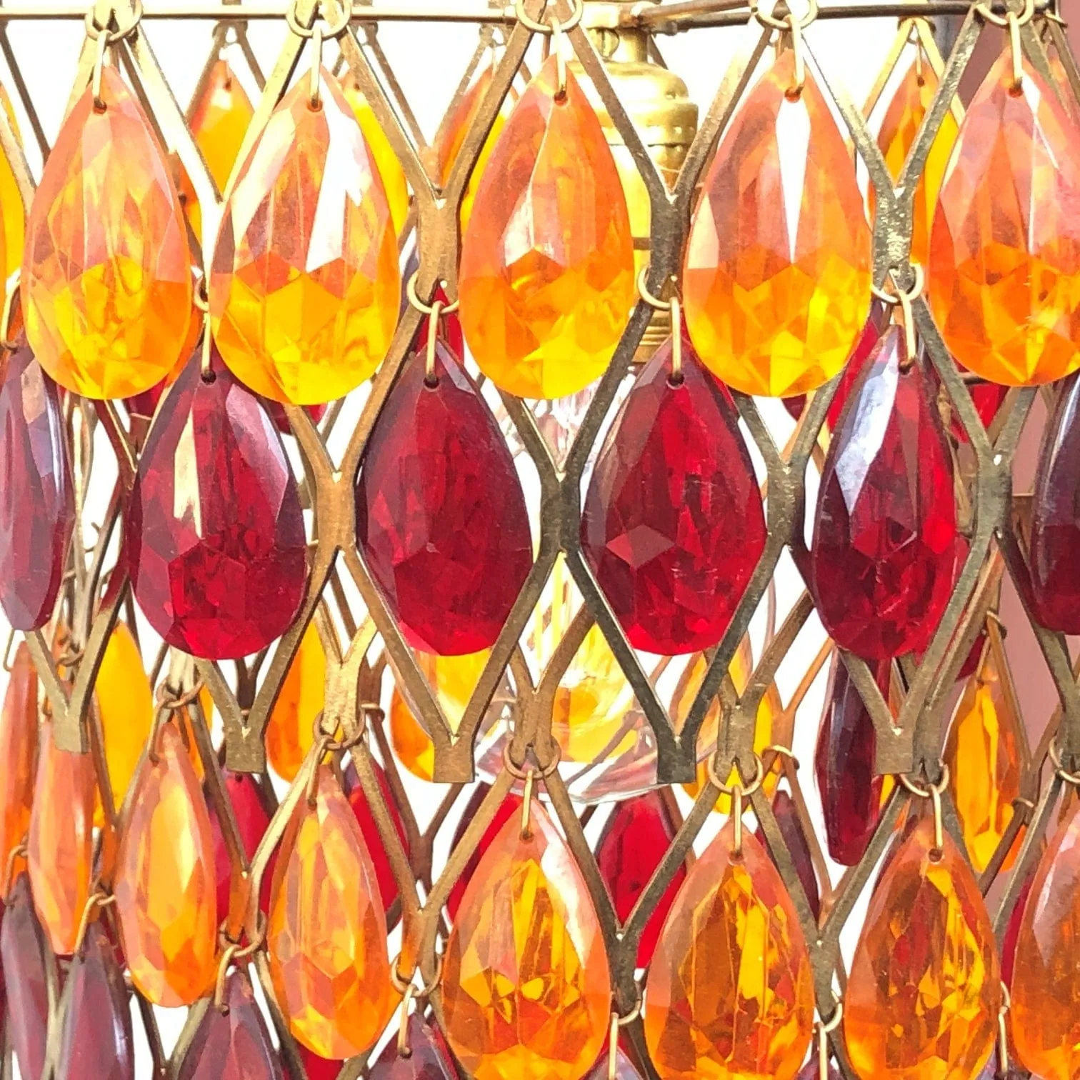 Vintage Mod Orange Red Hanging Chandelier, 1960s Swag Lamp, Two Available