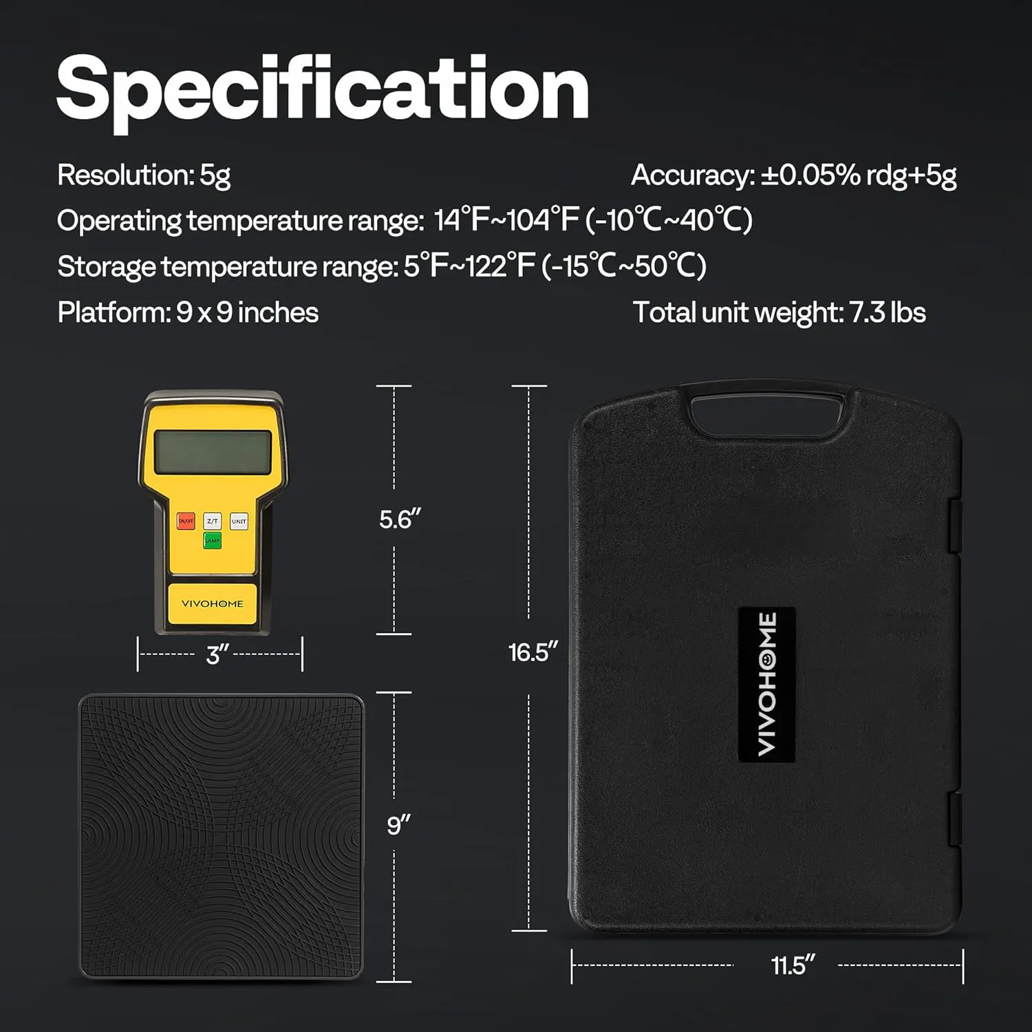 VIVOHOME 110 LB High Precision Electronic Digital Refrigerant Charging Weight Freon Scale with Case, 5 Measurement Unit Options for HVAC A/C