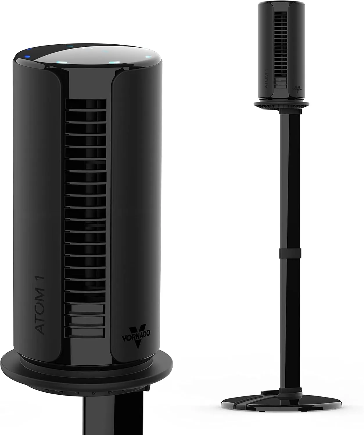 Vornado ATOM 1S Compact Oscillating Tower Fan with Removable Stand, 40" tall, 4 Speeds , Black