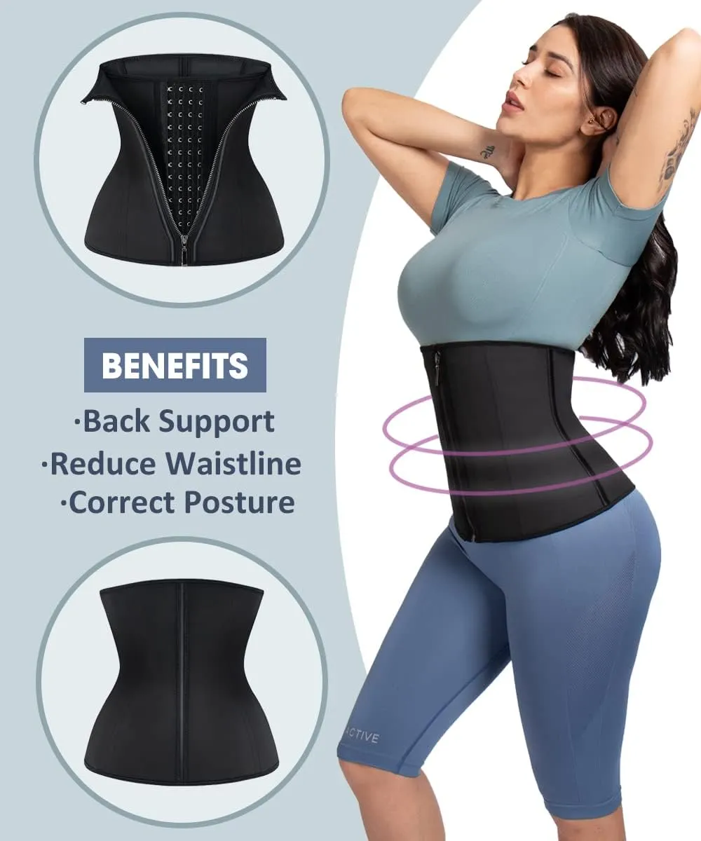 Waist Trainer for Women Latex Zipper Corset Sport Cincher Hourglass Body Shaper