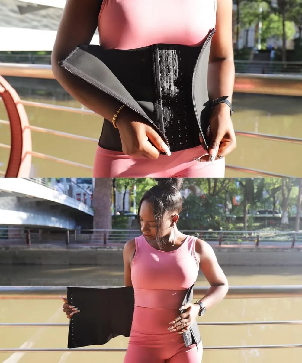 Waist Trainer for Women Latex Zipper Corset Sport Cincher Hourglass Body Shaper