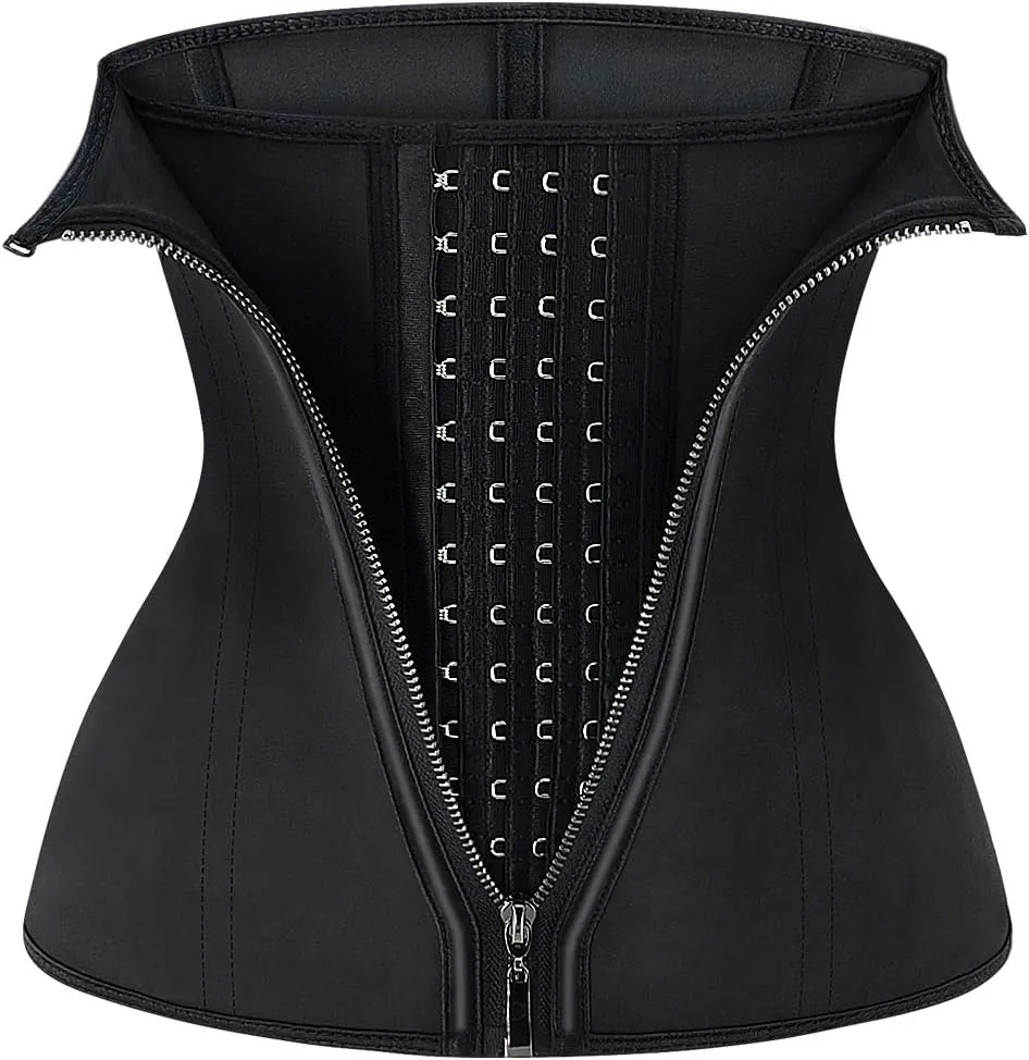 Waist Trainer for Women Latex Zipper Corset Sport Cincher Hourglass Body Shaper