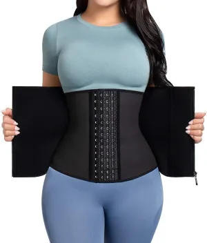 Waist Trainer for Women Latex Zipper Corset Sport Cincher Hourglass Body Shaper