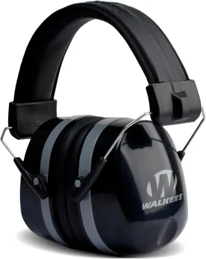 WALKER'S Premium Passive Folding Lightweight 32dB NRR Noise-Blocking Hunting Gun Range Shooting Hearing Protection Muff w/ Padded Headband & PVC Earpads