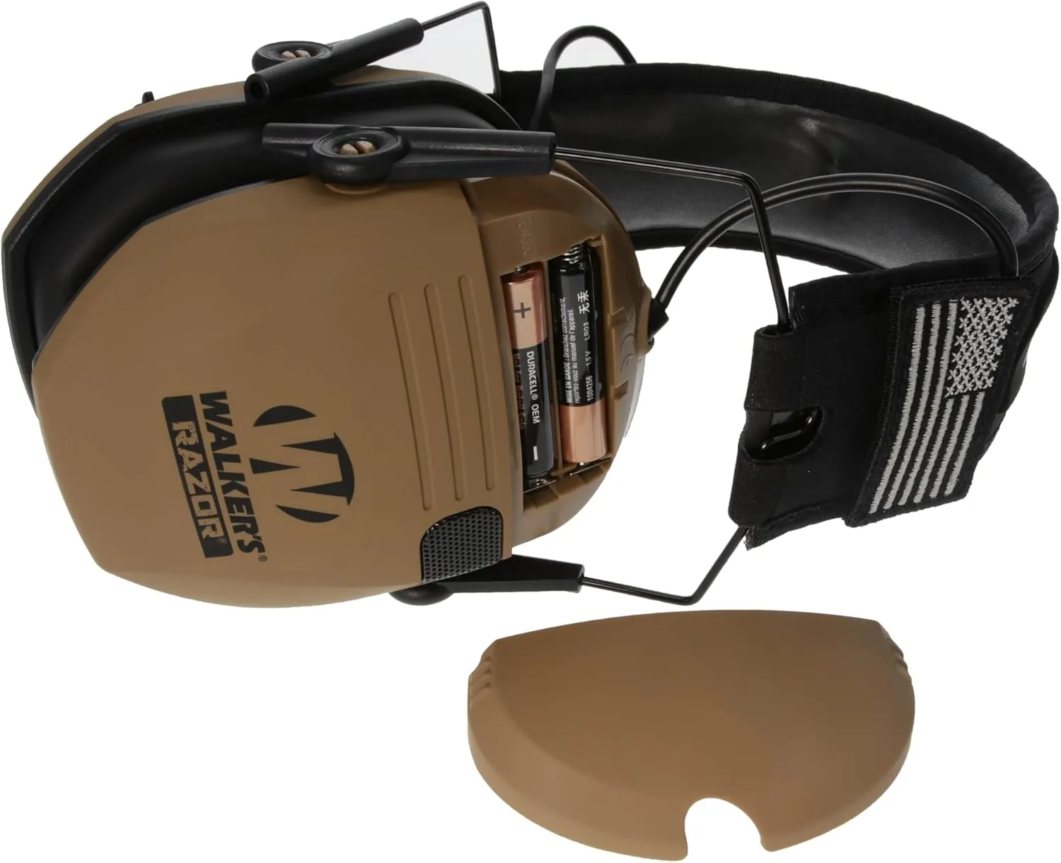 Walker's Razor Slim Ultra Low Profile Compact Design Adjustable Range Shooting Hunting Hearing Protection Electronic Earmuffs, Battle Brown - Patriot Series