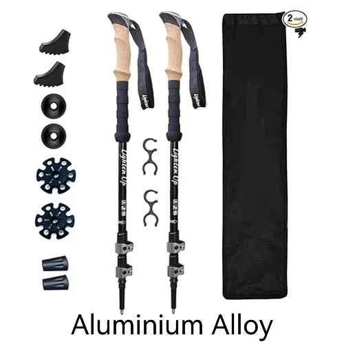 Walking Stick 2PC Telescopic Hiking Stick Cane Baton Climbing Stick Carbon Fiber Aluminum Stick Hiking Poles Crutches Telescopic