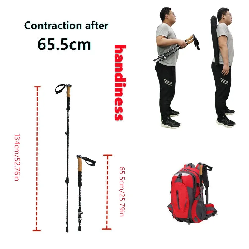 Walking Stick 2PC Telescopic Hiking Stick Cane Baton Climbing Stick Carbon Fiber Aluminum Stick Hiking Poles Crutches Telescopic