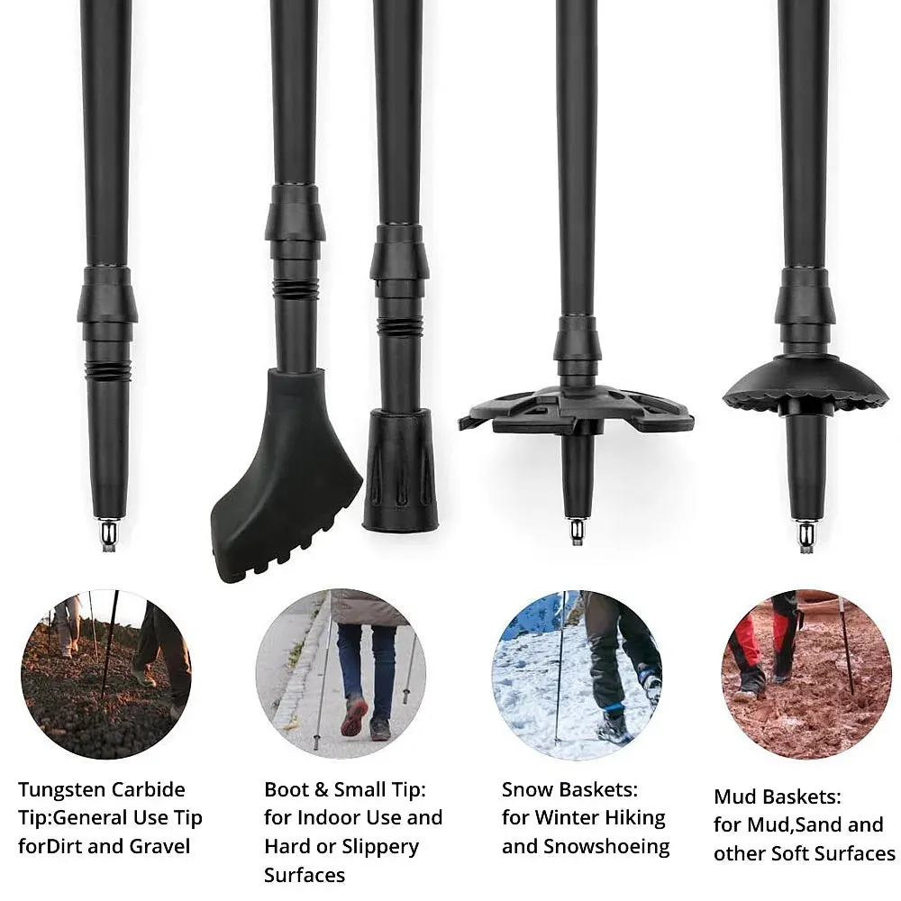 Walking Stick 2PC Telescopic Hiking Stick Cane Baton Climbing Stick Carbon Fiber Aluminum Stick Hiking Poles Crutches Telescopic