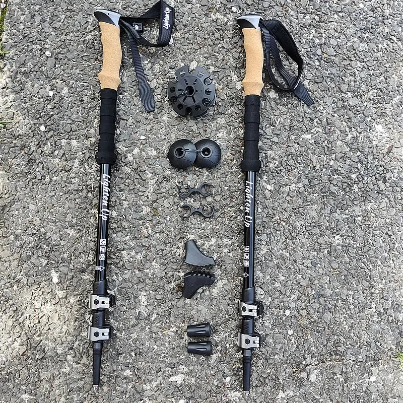Walking Stick 2PC Telescopic Hiking Stick Cane Baton Climbing Stick Carbon Fiber Aluminum Stick Hiking Poles Crutches Telescopic