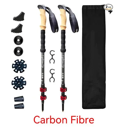 Walking Stick 2PC Telescopic Hiking Stick Cane Baton Climbing Stick Carbon Fiber Aluminum Stick Hiking Poles Crutches Telescopic