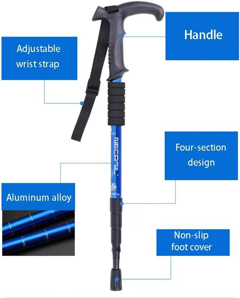 Walking Stick,Trekking Poles Walking Folding Cane with T Handle,Antishock,Quick Lock,Telescopic,Collapsible, Ultralight for Men Women