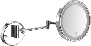 Wall Mounted Makeup Mirror Chrome LED Wall Mounted Vanity Mirror, Rotable Extendable Shaving Mirro(USB,7X)