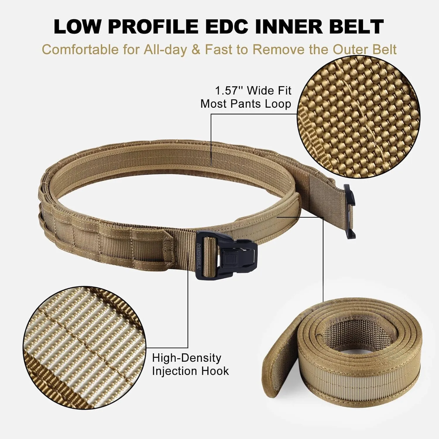 WarBull Tactical Battle Molle Belt, 2'' Quick Release Gun Belt w/Secure Locking, 1.57'' EDC Inner Belt, Duty Combat Belt