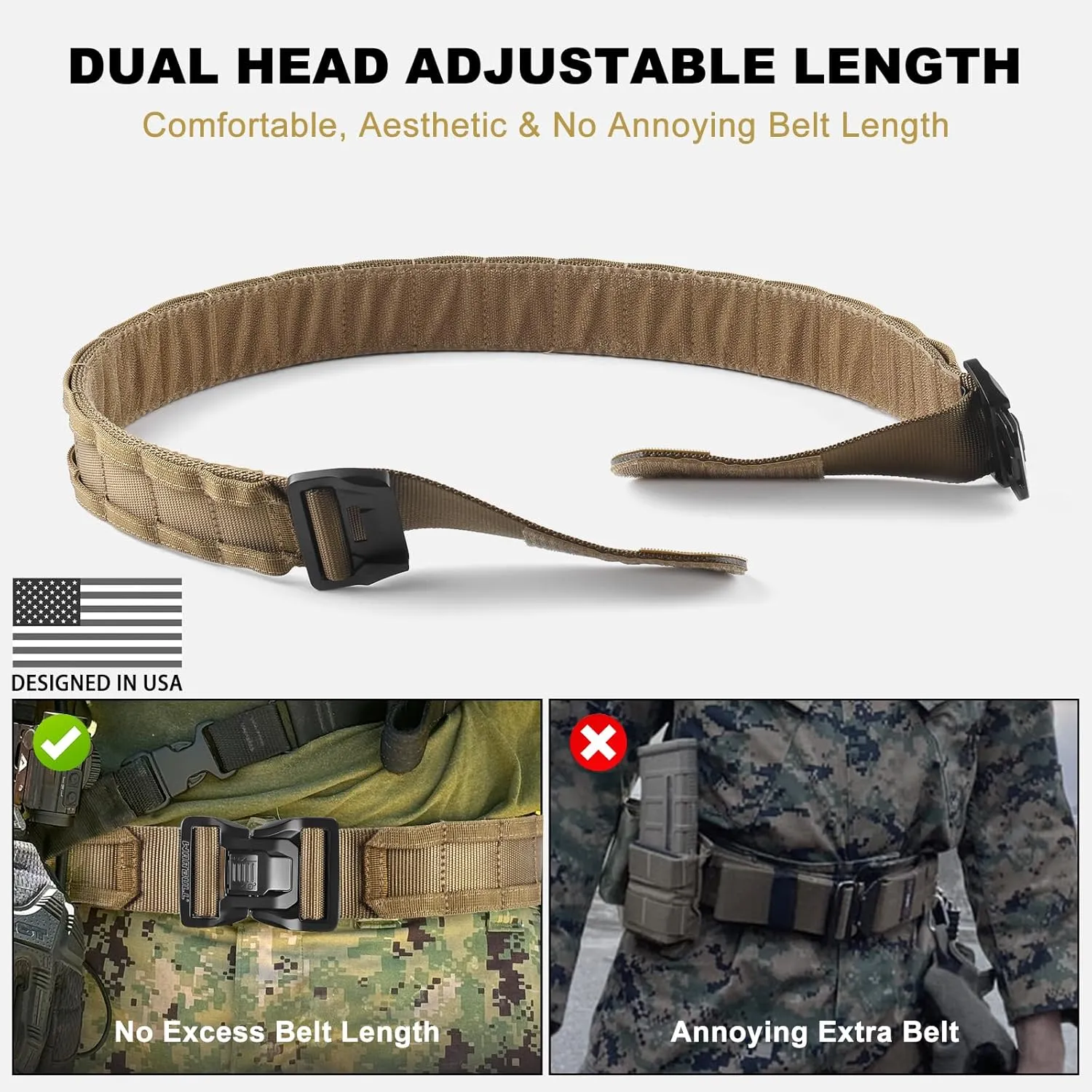 WarBull Tactical Battle Molle Belt, 2'' Quick Release Gun Belt w/Secure Locking, 1.57'' EDC Inner Belt, Duty Combat Belt