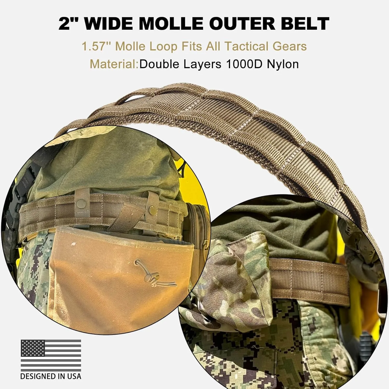 WarBull Tactical Battle Molle Belt, 2'' Quick Release Gun Belt w/Secure Locking, 1.57'' EDC Inner Belt, Duty Combat Belt