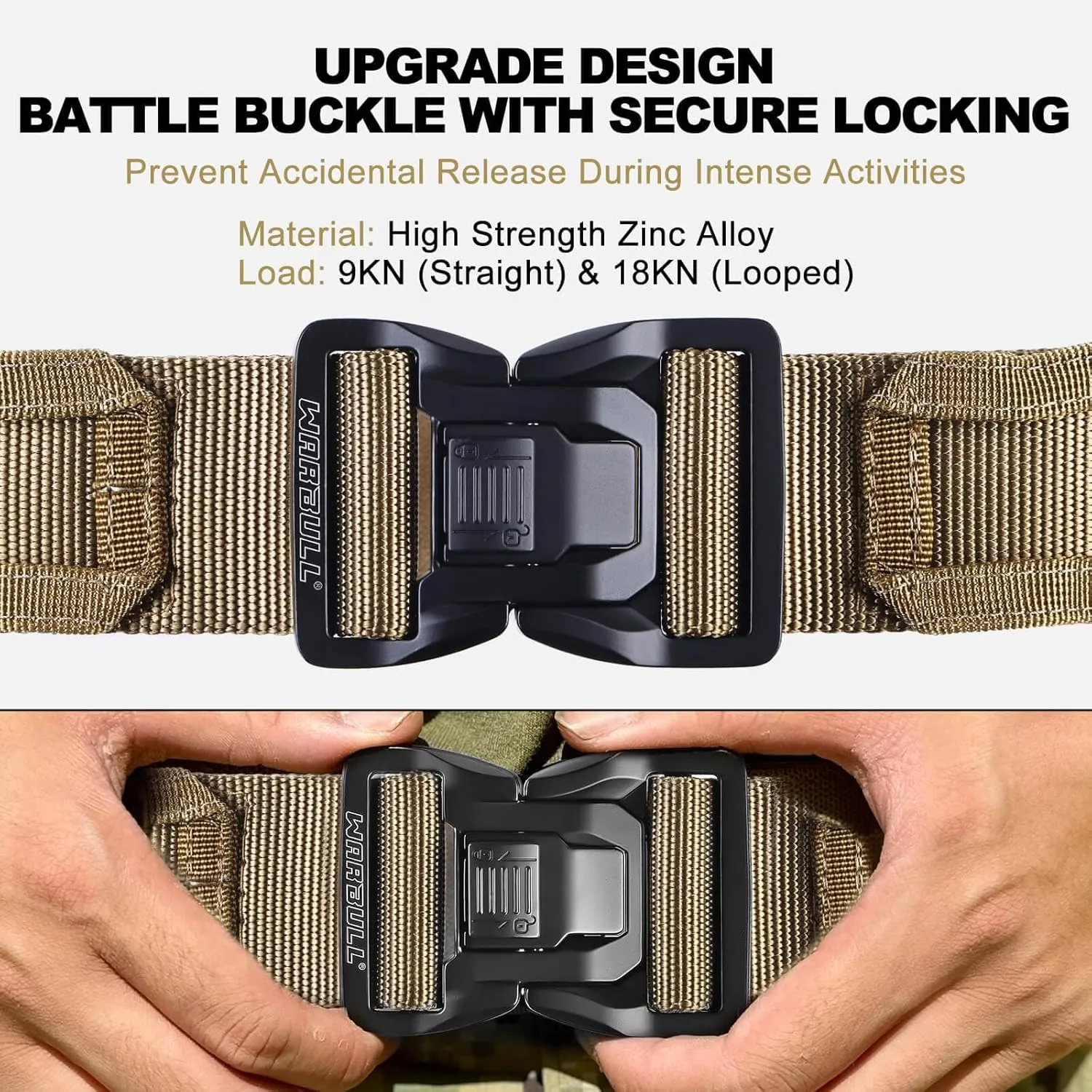 WarBull Tactical Battle Molle Belt, 2'' Quick Release Gun Belt w/Secure Locking, 1.57'' EDC Inner Belt, Duty Combat Belt
