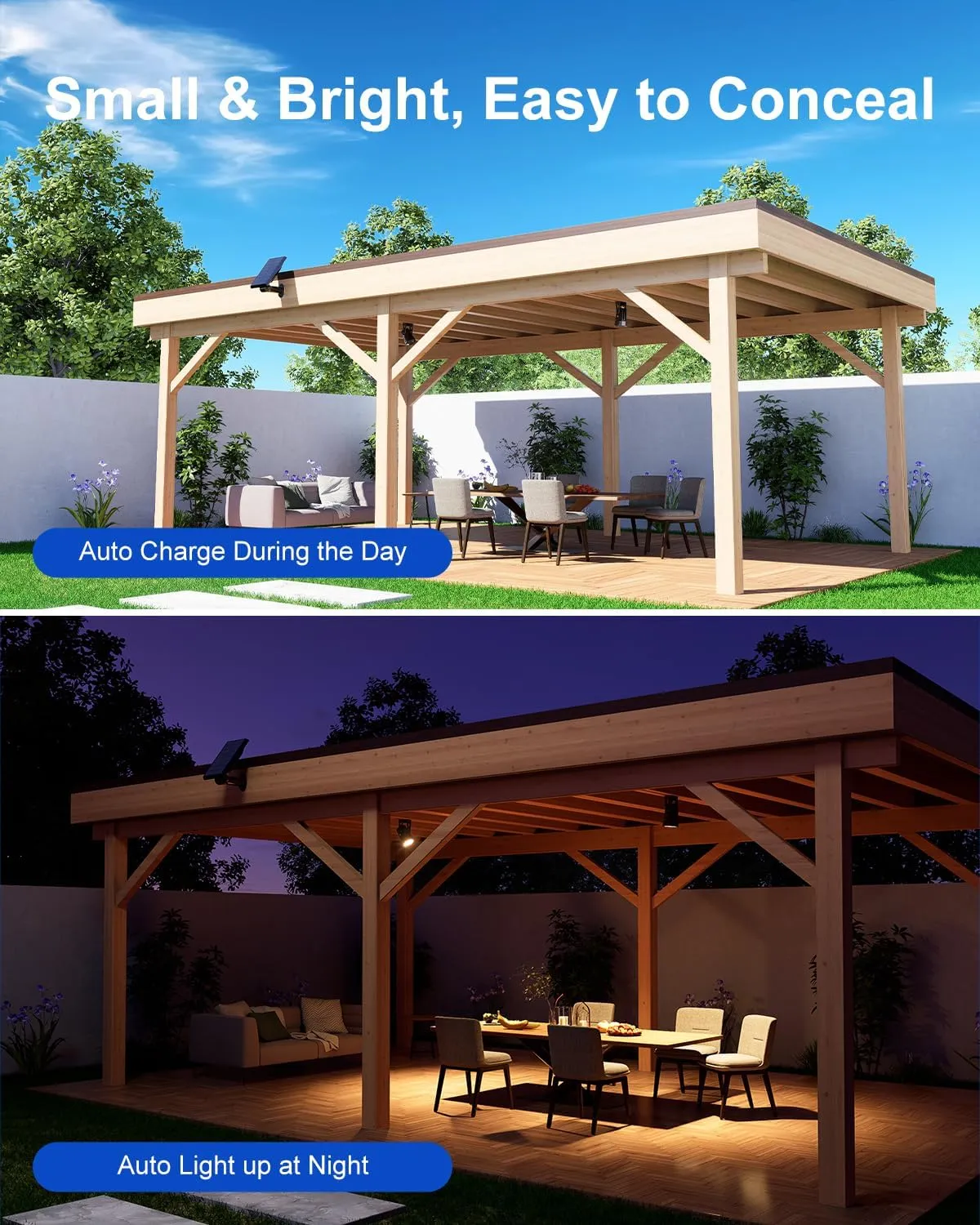 Warm White Solar Powered Lights Outdoor Waterproof LED Landscape Lights for Outside Trees, Flag, Lawn, Pool, Yard, Garden, Path, Backyard with Glass Solar Panel and Adjustable Mount (4-in-1)