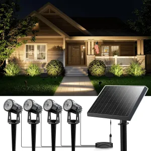 Warm White Solar Powered Lights Outdoor Waterproof LED Landscape Lights for Outside Trees, Flag, Lawn, Pool, Yard, Garden, Path, Backyard with Glass Solar Panel and Adjustable Mount (4-in-1)