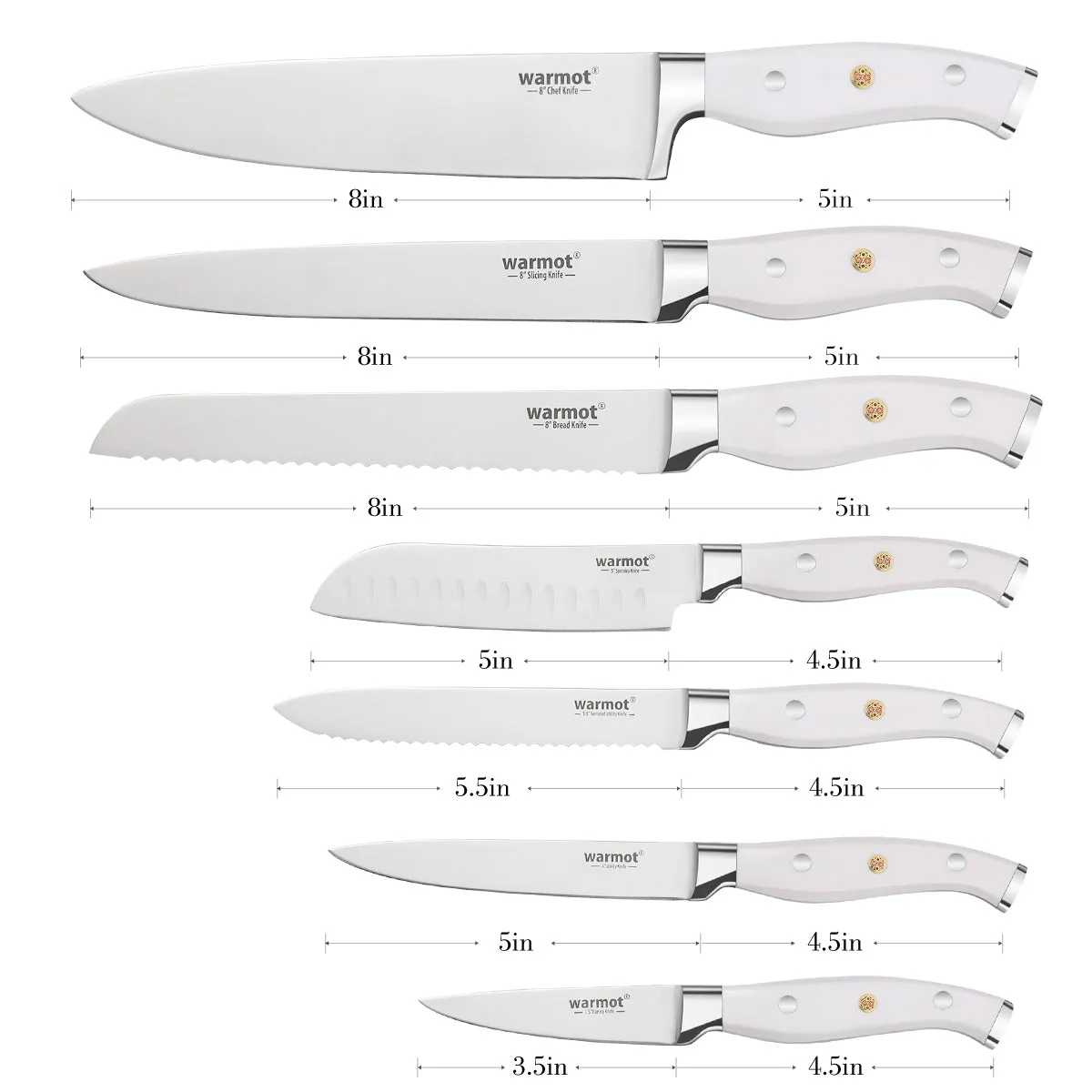 Warmot 7-Piece Ultra Sharp Chefs Knife Set with Gift Box (956-7)