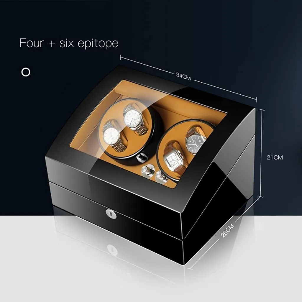 Watch Winder for Watches Automatic Watch Winder Box Luxury Wooden for 4 Wrist Watches   6 Storage Case, 5 Rotation Modes, Piano Paint, LED Atmosphere lamp