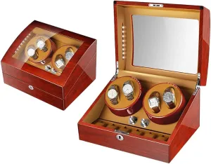 Watch Winder for Watches Automatic Watch Winder Box Luxury Wooden for 4 Wrist Watches   6 Storage Case, 5 Rotation Modes, Piano Paint, Quiet Motor, LED Atmosphere lamp, Gift