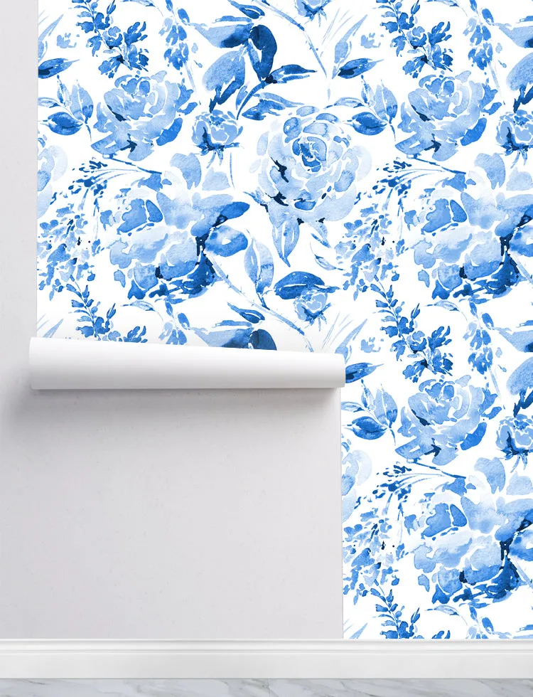 Watercolor Blue Rose Wallpaper
