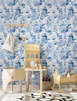 Watercolor Blue Rose Wallpaper