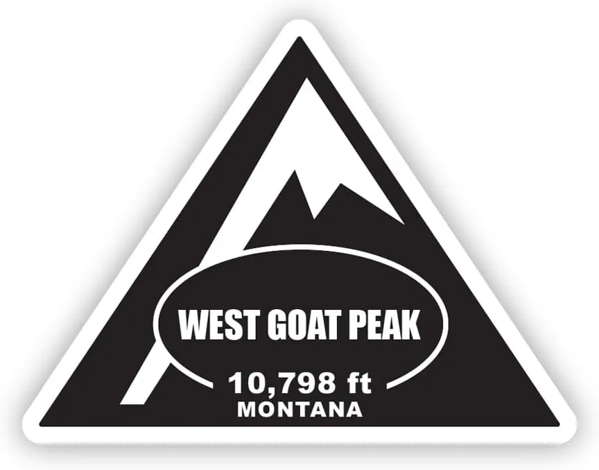 West Goat Peak Sticker Decal - Self Adhesive Vinyl - Weatherproof - Made in USA - Montana Summit Peak Mountaineering Hiking - 22" x 16.82"