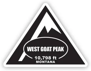 West Goat Peak Sticker Decal - Self Adhesive Vinyl - Weatherproof - Made in USA - Montana Summit Peak Mountaineering Hiking - 22" x 16.82"