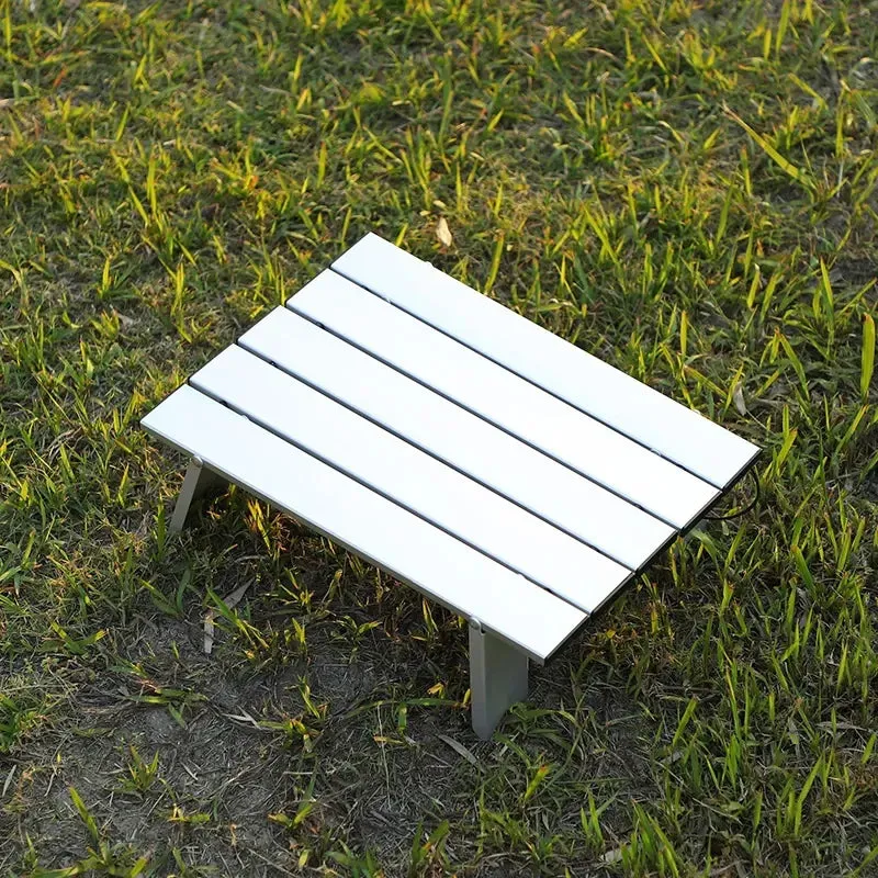 WEST TUNE Mini Ultralight Portable Aluminum Alloy Camping Table - Roll-Up Folding Table for Backpacking, Picnics, BBQ, and Outdoor Activities