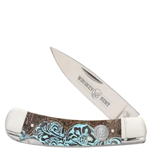 Whiskey Bent Trapper Pocket Knife Single Locking Blade Tooled Country