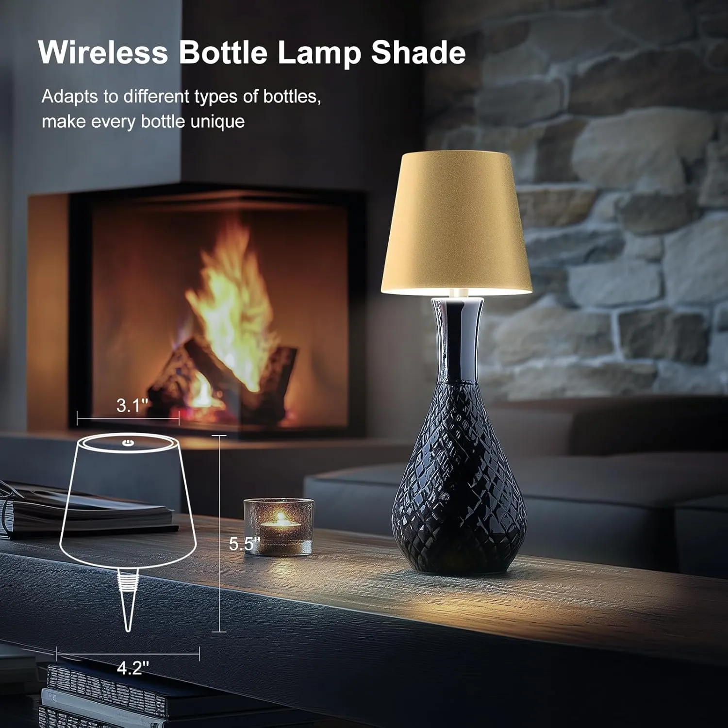 Wireless Bottle Lamp, 2025 New 3 Color Rechargeable Wine Bottle Lights for Bars Restaurants (Bronze, 1PC)