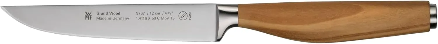 WMF W1897676032 Utility Knife, Small 4.7 inches (12 cm), Warm Grip Natural Wood Handle, "Grand Wood Utility Knife, PC"