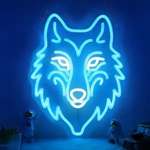 Wolf Neon Light, Dimmable LED Wolf Animal Neon Wall Sign USB Powered, Decorations for Bedroom Living Room Game Room Man Cave Home Birthday Gift for Boys Men