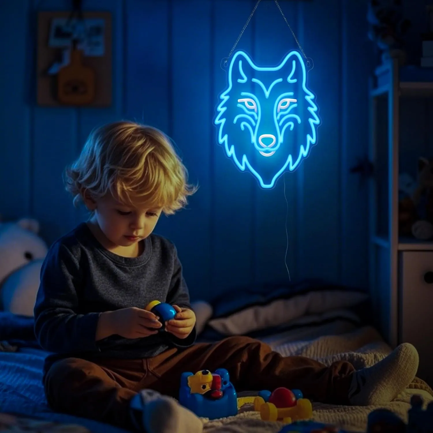 Wolf Neon Light, Dimmable LED Wolf Animal Neon Wall Sign USB Powered, Decorations for Bedroom Living Room Game Room Man Cave Home Birthday Gift for Boys Men