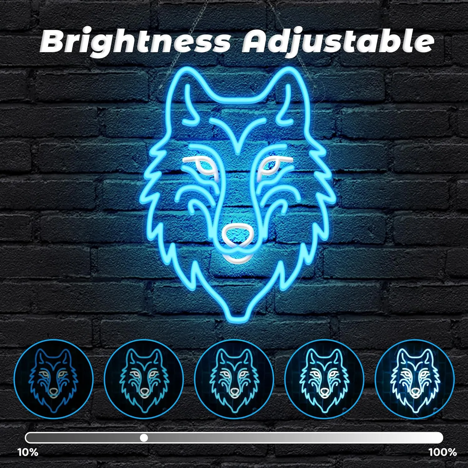 Wolf Neon Light, Dimmable LED Wolf Animal Neon Wall Sign USB Powered, Decorations for Bedroom Living Room Game Room Man Cave Home Birthday Gift for Boys Men