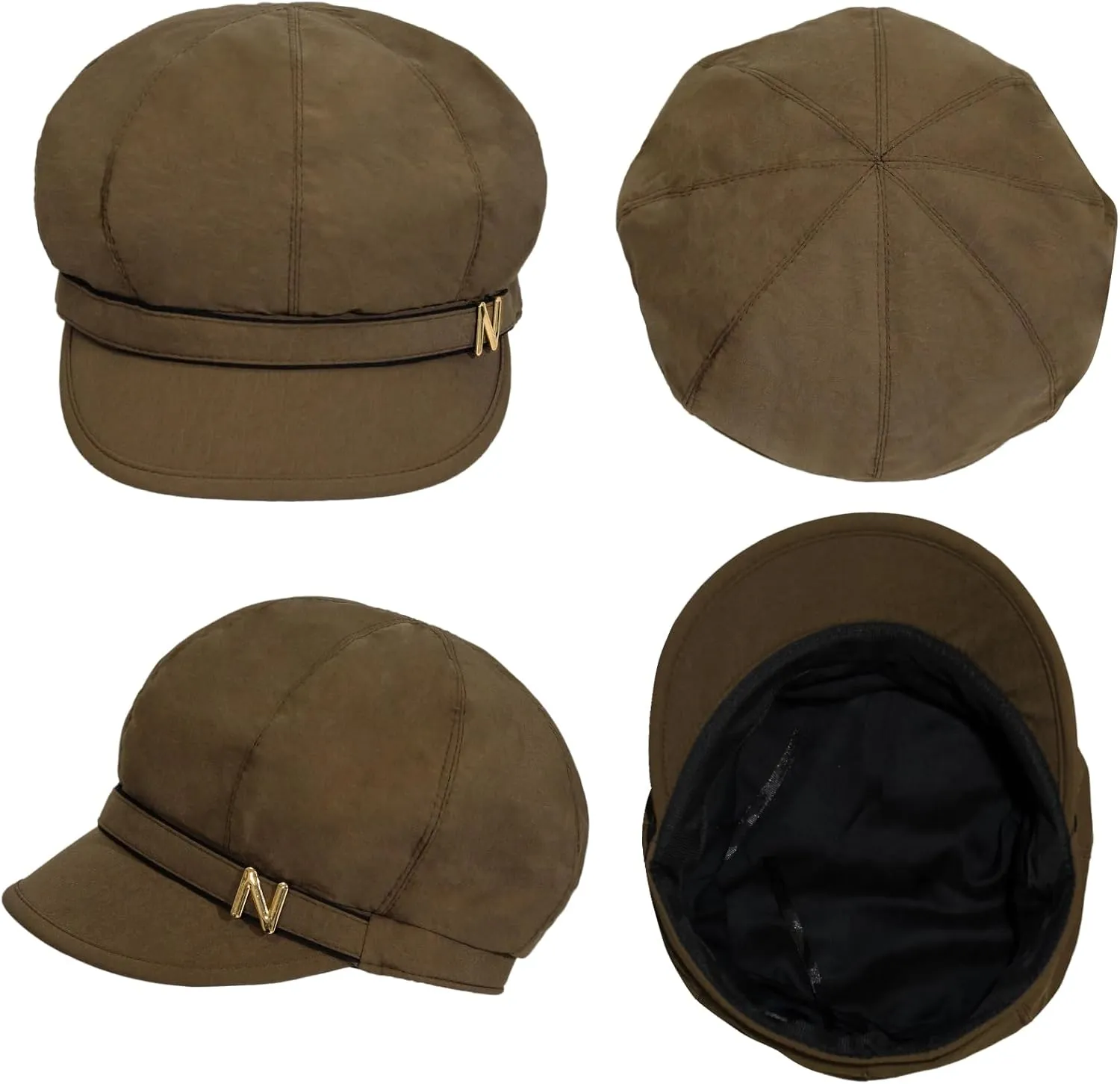 Women Retro Classic Visor Newsboy Cabbie Cap Beret Hats with Flower Buckle for Woman Ladies
