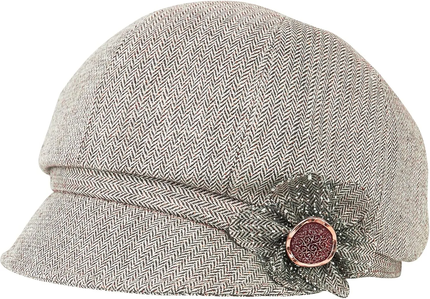 Women Retro Classic Visor Newsboy Cabbie Cap Beret Hats with Flower Buckle for Woman Ladies