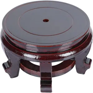 Wooden Display Stand Base Lotus Pedestal Vase Table Lamp Teapot Base Round Flowerpot Holder Catalpa Furniture Stable Home Decoration, 7.87" W x 3.9" H